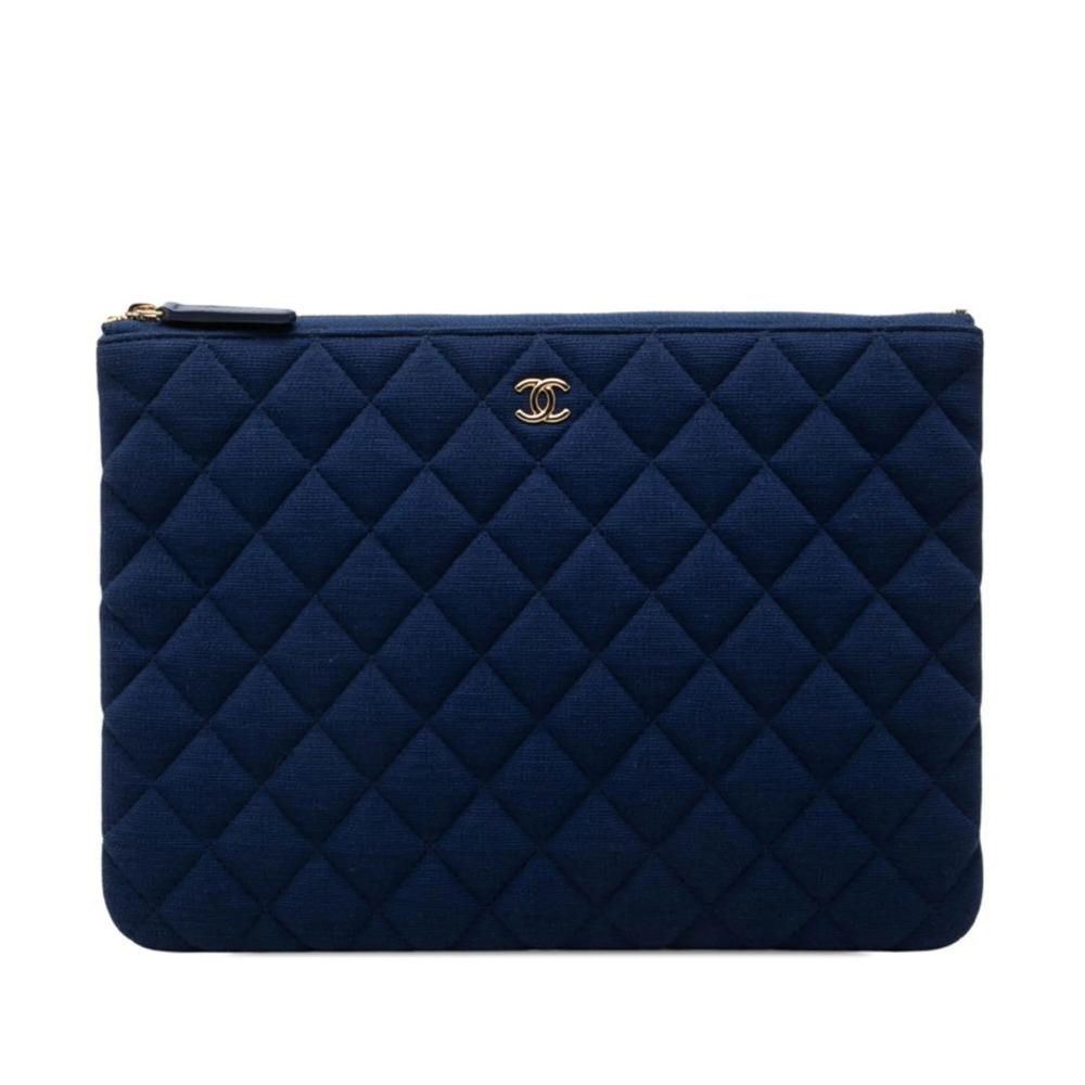 CHANEL Blue Canvas Clutch Bag